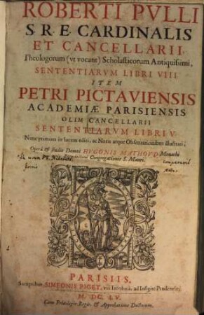 Sententiae : item Petrus Pietav. Sententiae
