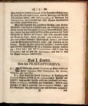 Das I. Capitel. Von den Praeceptoribus.