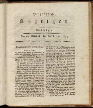 Nro. 11. Mittwoch, den 8ten December 1813 [-] Nro. 17. Mittwoch, den 29ten December 1813