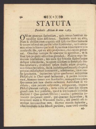 Statuta Facultatis Artium de anno 1389