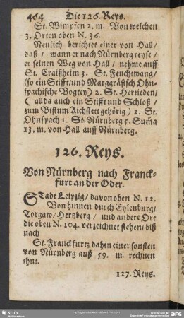 126. Reys. Von Nürnberg nach Franckfurt an der Oder
