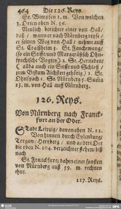 126. Reys. Von Nürnberg nach Franckfurt an der Oder