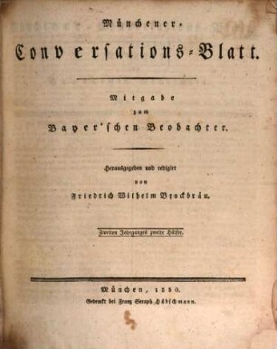 Münchener Conversations-Blatt. 1830,2 = 2. Jg.