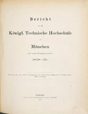 Bericht : über d. Studienjahr .... 1878/79