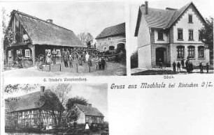 Rietschen-Viereichen-Mocholz. Ehem. Mühle (unten), Ansichtskarte um 1920, Repro