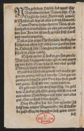 NVn gebe dem Herren Lob vnnd ehr/ || Vnd rümet seinen Namen sehr/