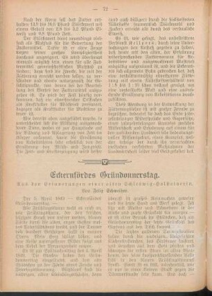 Eckernfördes Gründonnerstag. Aus den Erinnerungen einer alten Schleswig-Holsteinerin. Von Felix Schmeißer.