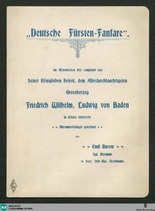 Deutsche Fürstenfanfare - Bad Mus.Ms. B178 : tr (5), timp; E|b