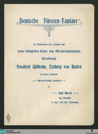 Deutsche Fürstenfanfare - Bad Mus.Ms. B178 : tr (5), timp; E|b