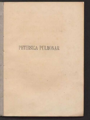 Breve estudo ảcerca da unidade phthisica pulmonar
