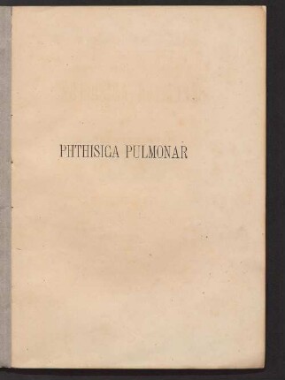 Breve estudo ảcerca da unidade phthisica pulmonar