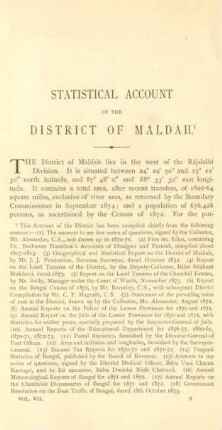 Statistical account of the District of Maldah