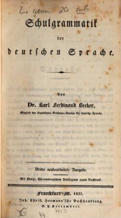 Schulgrammatik der deutschen Sprache