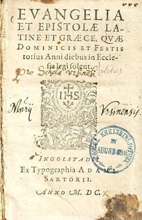 Evangelia et Epistolae latine et graece, quae dominicis et festis totius anni diebus in ecclesia legi solent