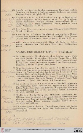 Wand- und Orientteppiche, Textilien (Nr. 156-167)