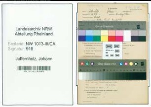 Entnazifizierung Johann Juffernholz , geb. 28.09.1898 (Arbeiter)
