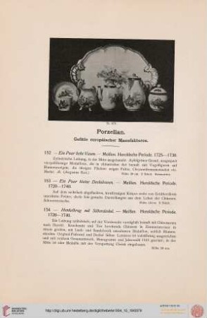 Porzellan. Gefäße europäischer Manufakturen (Nr. 152-302)