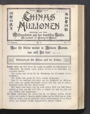 XIV. Jahrgang. Nr. 6. Juni 1913