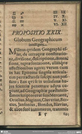 Propositio XXIX. Globum Geographicum intelligere