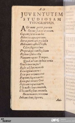 Ad Juventutem Studiosam Typographus.