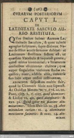 Caput I. De Latinitate Saeculo Aureo Restituta
