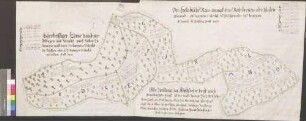 Herrentierbach (Kr. Crailsheim); "Markung Herrentierbach"; Geometer Schaible; ohne Maßstab [30 cm = 1 km]; 157 x 111 cm; Papier auf Leinwand; Federzeichnung; Fluren, Häuser in Wasserfarben; Grundstücke nummeriert und mit Meßgehalt.