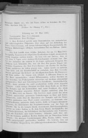 Sitzung am 19. Mai 1885.