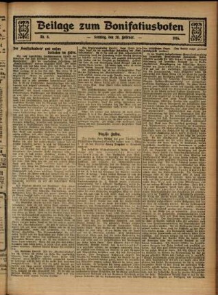 Zweite Ausgabe vom Sonntag, den 20. Februar 1916.