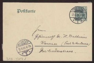 Schreiben an Hermann Muthesius (Postkarte)