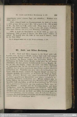 XI. Gold- und Silber-Rechnung
