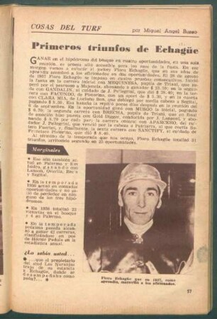 Primeros triunfos de Echagüe : Cosas del turf