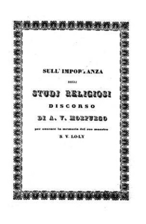 Sull'importanza degli studi religiosi / discorso di A. V. Morpurgo