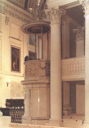 Leipzig, St. Nikolaikirche: Kanzel, Entwurf Adam Friedrich Oeser, nach 1785