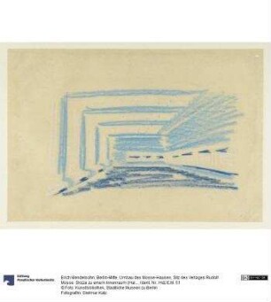 Berlin-Mitte, Umbau des Mosse-Hauses, Sitz des Verlages Rudolf Mosse. Skizze zu einem Innenraum (Halle) - Perpsektive