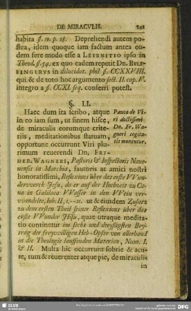 §. LI. Pauca de Viri doctissimi Dn. Fr. Wagneri cogitatis monentur