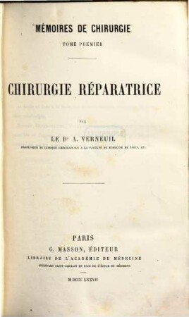 Mémoires de Chirurgie, 1