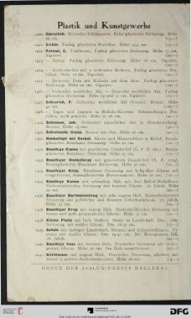 Plastik und Kunstgewerbe (Nr. 1420-1441)