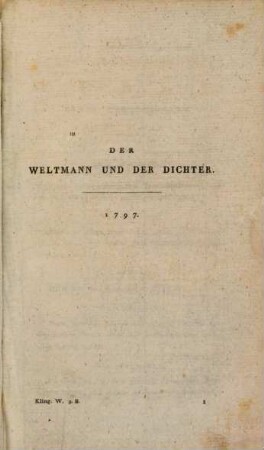 F. M. Klingers Werke, 9. Der Weltmann und der Dichter