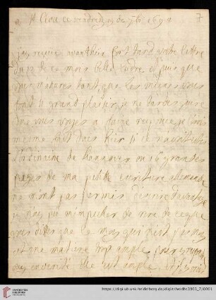 Elisabeth Charlotte (Liselotte) von der Pfalz - Briefe: Brief von Elisabeth Charlotte (Liselotte) von der Pfalz, Herzogin von Orléans, an Madame de Ludres