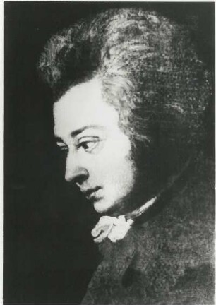 Bildnis Wolfgang Amadeus Mozart : Lange, Joseph (1751-1831): Wolfgang Amadeus Mozart (1756-1791, Komponist). 1782/1783. Ölgemälde (unvollendet). Ausschnitt. Salzburg: Mozart-Museum der internationalen Stiftung Mozarteum