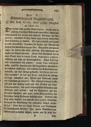Kap. II.: Sittenlehren und Klugheitsregeln