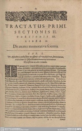 Liber II. De animae memorativae scientia.