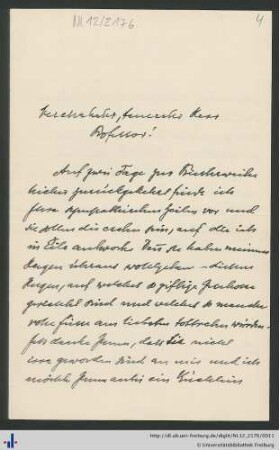 Brief von Keppler vom 12.07.1909.