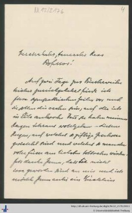 Brief von Keppler vom 12.07.1909.