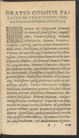 Oratio Comitis Palatini ...