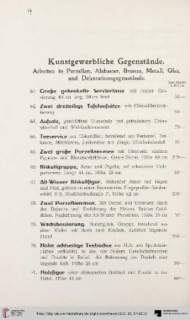 Kunstgewerbliche Gegenstände (Nr. 61-159)