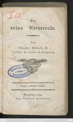 Theil 1: Das reine Naturrecht