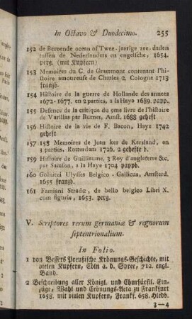 255-285, V. Scriptores rerum germaniae & regnorum septentrionalium