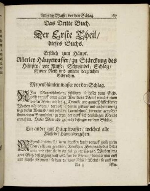 Der Erste Theil, dieses Buchs. Erstlich zum Häupt.