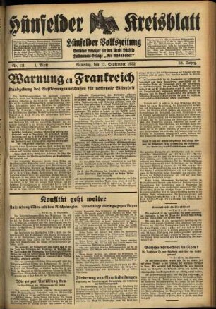 Erste Ausgabe vom Samstag, den 17. September 1932.
